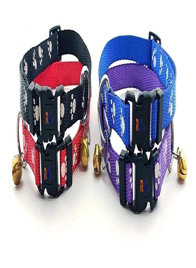 Pups&Pets Cat Collars with Bell Soft Adjustable Safe Collar Solid and Protection Breakaway Cute Kitty Neckband with Paw Print for Puppy and Cat (Pack of 1) (Red) - Image 2